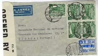 Peru 1941 Lima To Lisbon Airmail Cover,  Censored In Bermuda