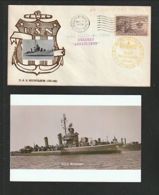 Uss Nicholson (dd - 442) - 1951 - Gmahle - Crosby Naval Ships Cover