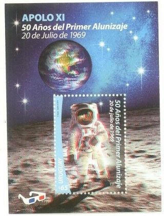 Uruguay 2019 Space Apollo 11 Moon Landing 50th Anniversary Astronauts 3d Sheet
