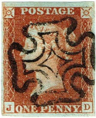 Gb Sg7 One Penny (1d) Red - Brown Queen Victoria 1841 (jd) Plate 10 Cat £190