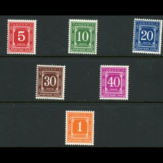 Tanzania 1967 Postage Due.  Sg D1 - D6.  Lightly Hinged.  (wb866)
