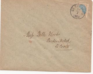 Denmark West Indies Dwi Us Virgin Is 1903 4c Bisect On Cover Frederiksted