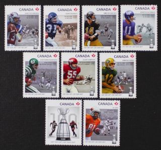 Canada 2012 2568i - 2576i Football,  Grey Cup Complete Set Of 9 Die - Cut Stamps Mnh