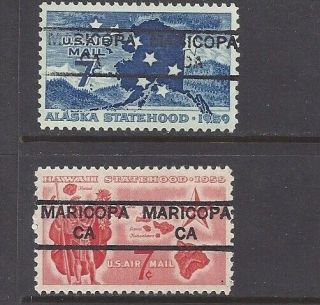 California Precancels On Alaska,  Hawaii Statehood Air Mail Stamps (c53,  C55)