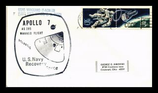 Dr Jim Stamps Us Apollo 7 Navy Recovery Space Event Cover 1968 Backstamp