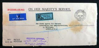 Hong Kong 1960 Ohms Registered Airmail To Crown Agent Bp886