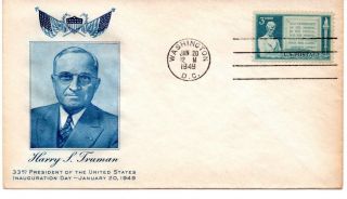President Harry S Truman Inauguration Cover,  Pm Washington Dc Unaddressed