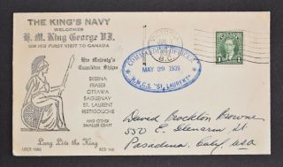 Canada Kgvi,  1939 Royal Visit,  Cover Ex Canadian Navy Warship Hmcs St.  Laurent