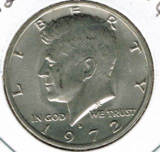 1972 Denver Uncirculated Copper - Nickel Clad Copper Strike Half Dollar Coin