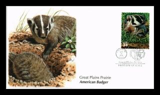 Dr Jim Stamps Us American Badger Great Plains Prairie Fdc Cover