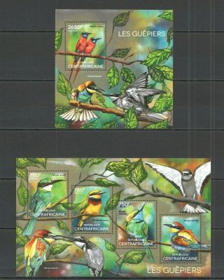 X1381 2014 Central Africa Fauna Birds Waspiers Bee - Eaters Guepiers Kb,  Bl Mnh