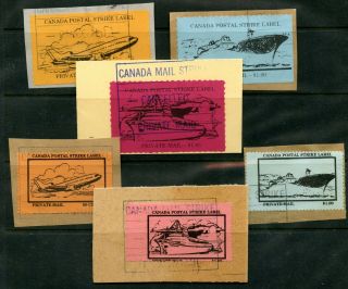 Weeda Canada C1 - C6 Vf Canada Postal Strike Labels On Piece Cv $29