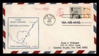 Dr Who 1969 York Ny To Guatemala First Flight Air Mail C118965