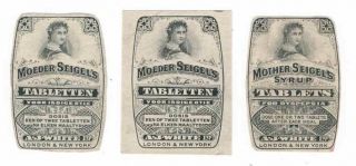 Mother Seigel’s Syrup Tablets,  Abnco Three (3) Labels 1905