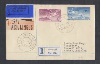 Ireland 1948 Airmail First Day Cover Fdc Dublin Aer Lingus Label Cat €45