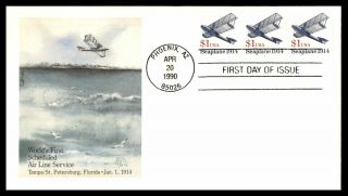 Mayfairstamps Us Fdc 1990 Seaplane Coil Strip Edken First Day Cover Wwb26399