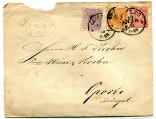 1875 Germany Envelope Postal Stationery 10pf With Two Add Stamps