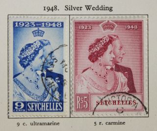 Seychelles Kgvi 1948 Silver Wedding Set (2) Sg 152 - 153