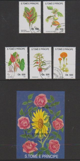 St Thomas & Prince Islands - 1993 Flora (flowers) Set & Sheet - F/u