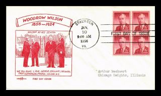 Dr Jim Stamps Us President Woodrow Wilson Scott 1040 Fdc Pent Arts Cover Block