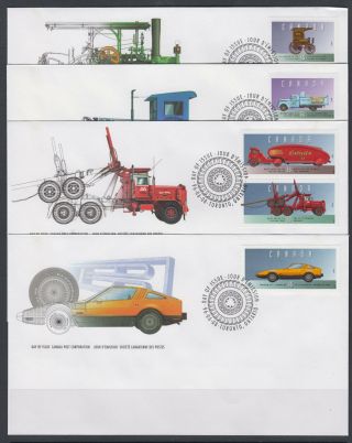 Canada 1604a - 1604f / 1605y Historic Land Vehicles First Day Covers