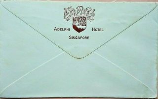 SINGAPORE 1937 ADELPHI HOTEL STATIONERY COVER SENT AIRMAIL TO ENGLAND 2