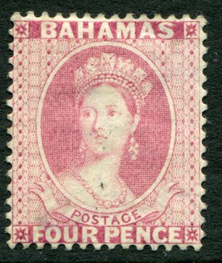 Bahamas 1863 - 77 Cc Perf.  14 4d Bright Rose Sg 35 Hinged (cat.  £400)
