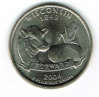 2004 - D Brilliant Uncirculated Wisconsin 30th State Quarter Coin