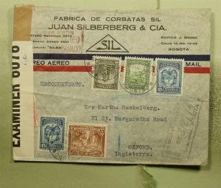 Dr Who 1942 Colombia To Gb Multi Franked Censored Air Mail C124677