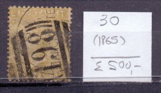 Great Britain 1865.  Stamp.  Yt 30.  €500.  00