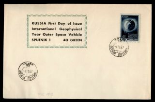 Dr Who 1957 Russia Fdc Space Sputnik 1 Satellite Igy Cachet E68129