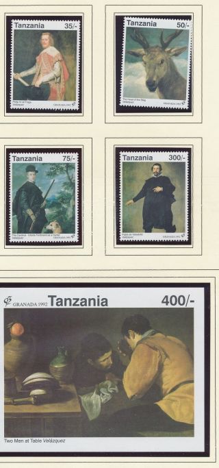 Xb71730 Tanzania 1992 Velazquez Art Paintings Fine Lot Mnh