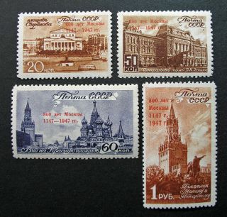 Russia 1947 1128 - 1131 Mvlh/mlh Og Russian Moscow 800th Anniversary Set $13.  00