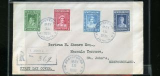 1938 Newfoundland Registered First Day Cover Bowring Brothers Envelope Co652