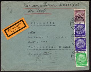 3852 Germany To Chile Air Mail Cover 1933 Aeropostale Munchen - Valparaiso