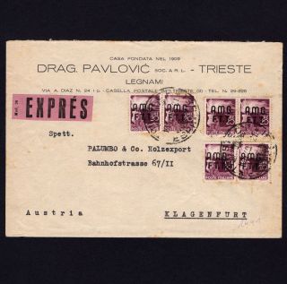 Italy Trieste 1949,  Special Delivery Cover To Klagenfurt,  Sc 1ln19 (3 Pairs)