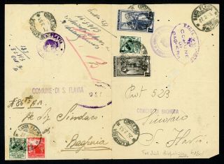 Italy Postal History Lot 155 1953 Multifranked Document Bagheria - Santa Flavia