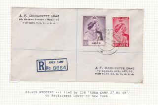 Aden.  1949.  Sg 30 & 31,  Silver Wedding On Registered Cover To York.