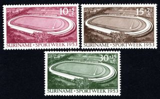 Suriname 1953 Set Of 3 Stamps Mi 343 - 345 Mh Cv=46€