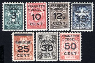 Suriname 1927 Set Of 7 Stamps Mi 136 - 142 Mh Cv=32€