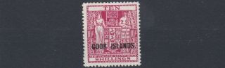 Cook Islands 1951 10/ - Inverted Watermark Lmh
