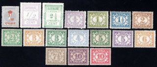 Suriname 1911 - 1931 Group Of 17 Stamps Mi 65 - 92 Mh/mng Cv=44.  4€