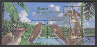 Nauru - 2003,  Bird Life Sheet,  Nightingale & Warbler $1.  50 X 6 - Mnh - Sg Ms582