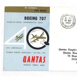 Australia Air Mail 40th Anniversary Qantas Flight Cover 1960 {samwells} Gv93