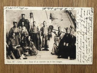 China Old Postcard Mission Chinese Men Bonzi Of A Convent To Italy 1928