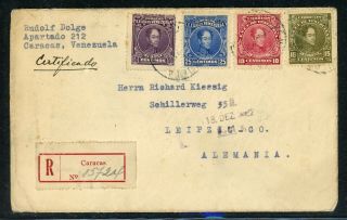 Venezuela Postal History: Lot 5 1922 Reg Multifranked Caracas - Leipzig $$$