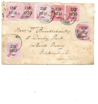 Cape Verde Is.  1925 Multi Stamped Cover To Birkenhead.  14 Stamps.