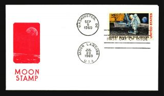 Us Sc C76 Fdc / Moon Stamp Red Cachet - Z18462