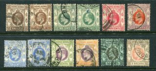 1907/11 China Hong Kong Gb Kevii 12 X Stamps To $2 (complete Set,  Shades)