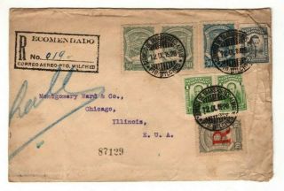 1928 Servicio De Transportes Aereos En Colombia - Chicago Registered Cover